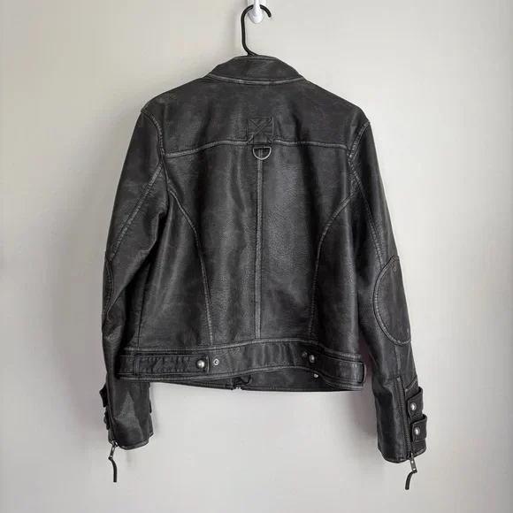 Free People We The Free Jesse Vegan Faux Leather Biker Moto Jacket - Picture 7 of 13